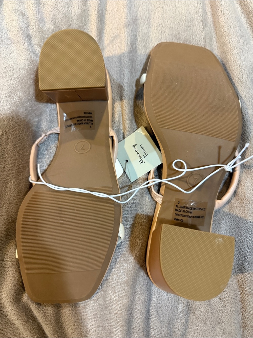 a new day Women's Nude Slide Sandals with White Accent Straps - Picture 4 of 5